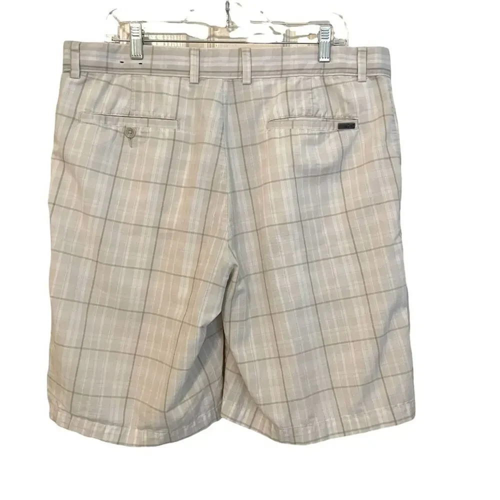 Greg Norman for Tasso Ella Tan Plaid Gold‎ Shorts Size 36